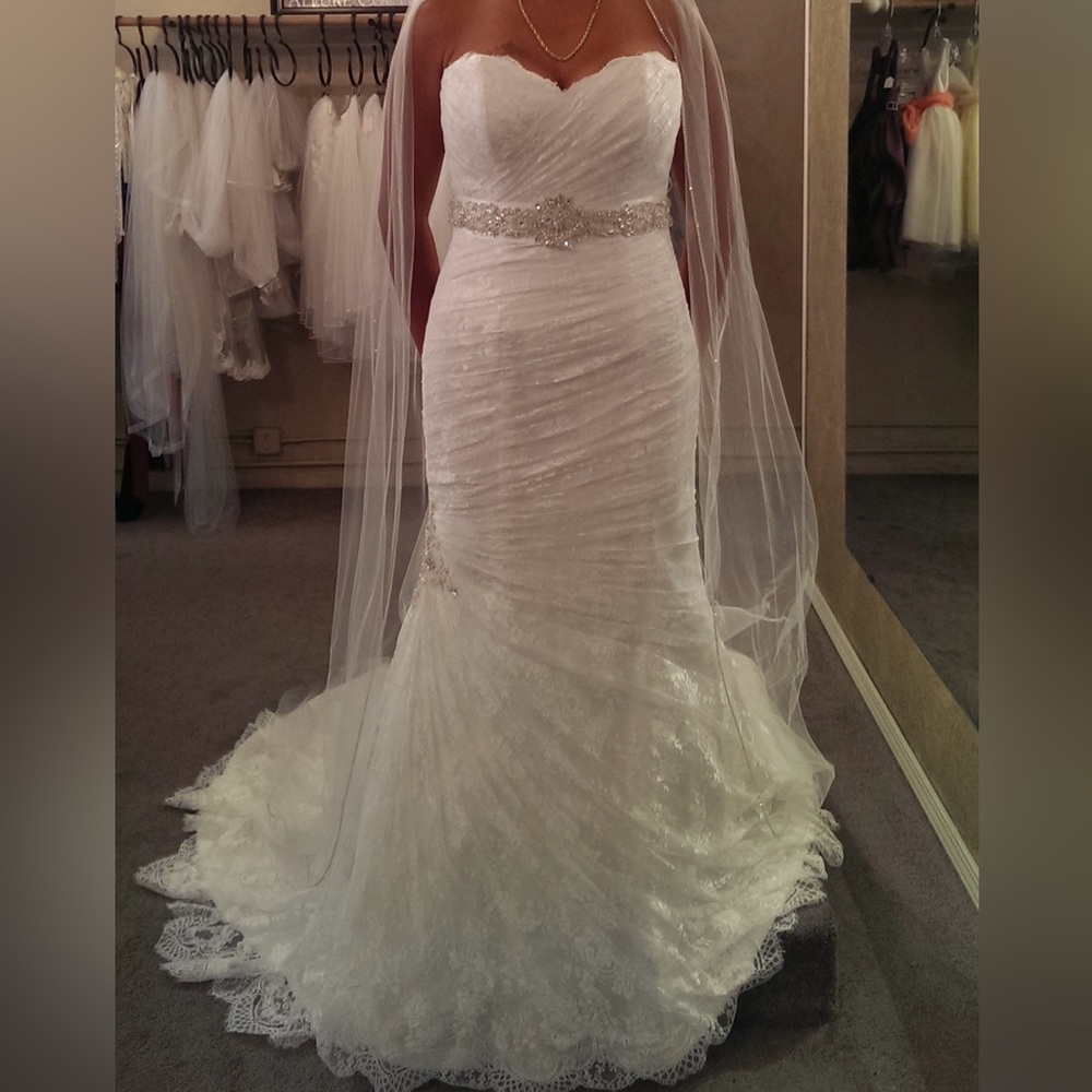 Elegant White Wedding Dress with Beaded Belt